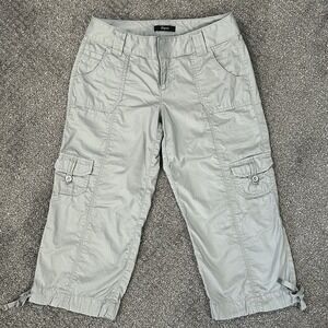 Express Vintage Capri Cargo Pants - Women's 2 - Low Rise Gray Straight Leg MINT!